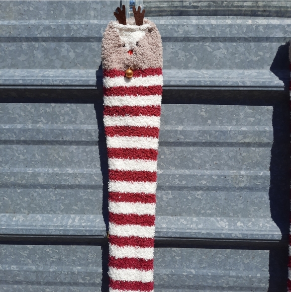 Christmas Reindeer Thigh High Socks with Bells - Picture 10 of 11